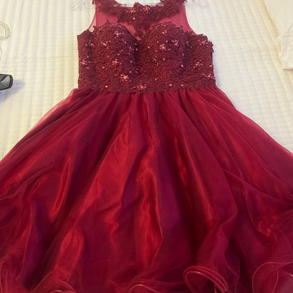 May Queen Burgundy Kids Formal Dress